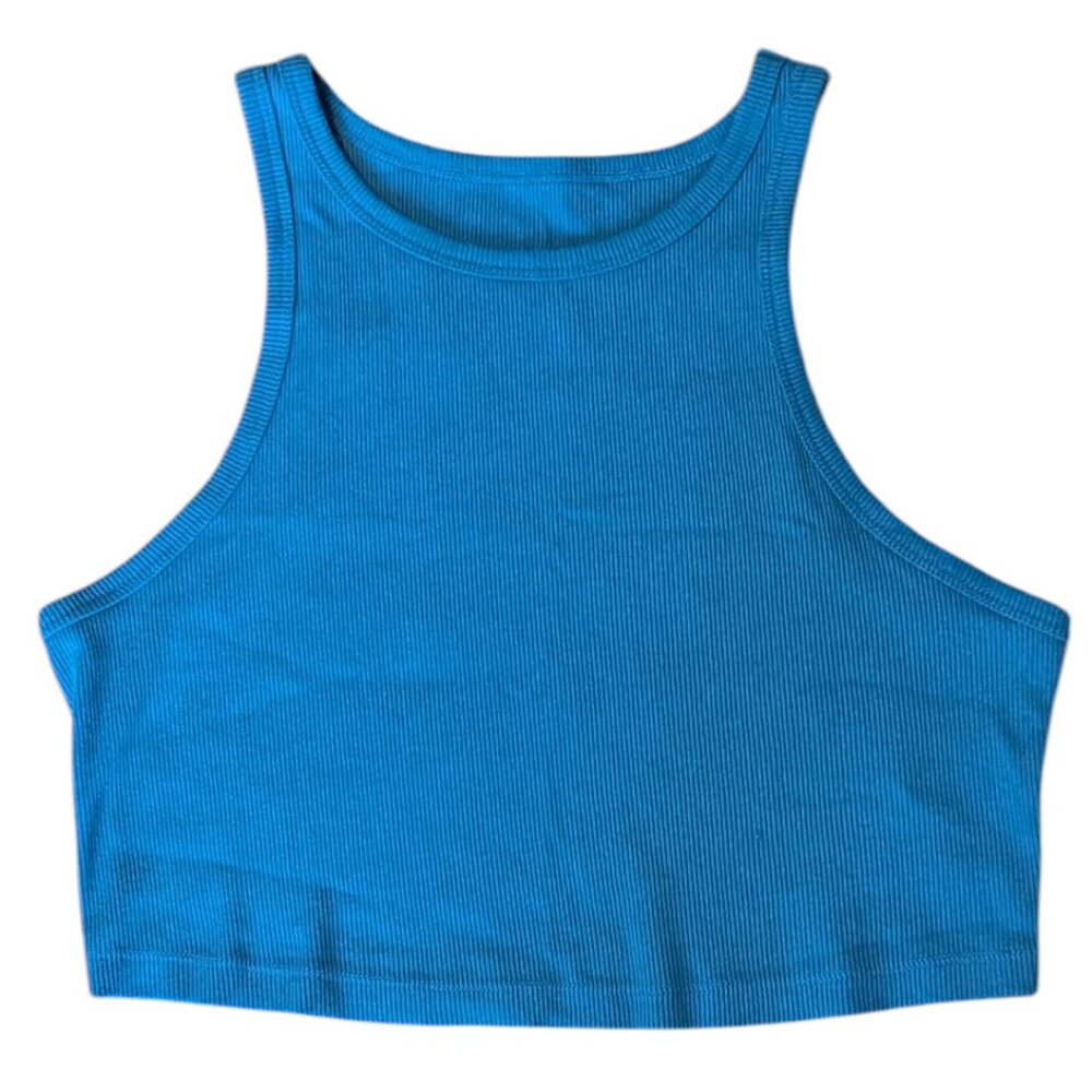 Wild Fable Tank Top Crop Top Ribbed Blue Women's Size Large